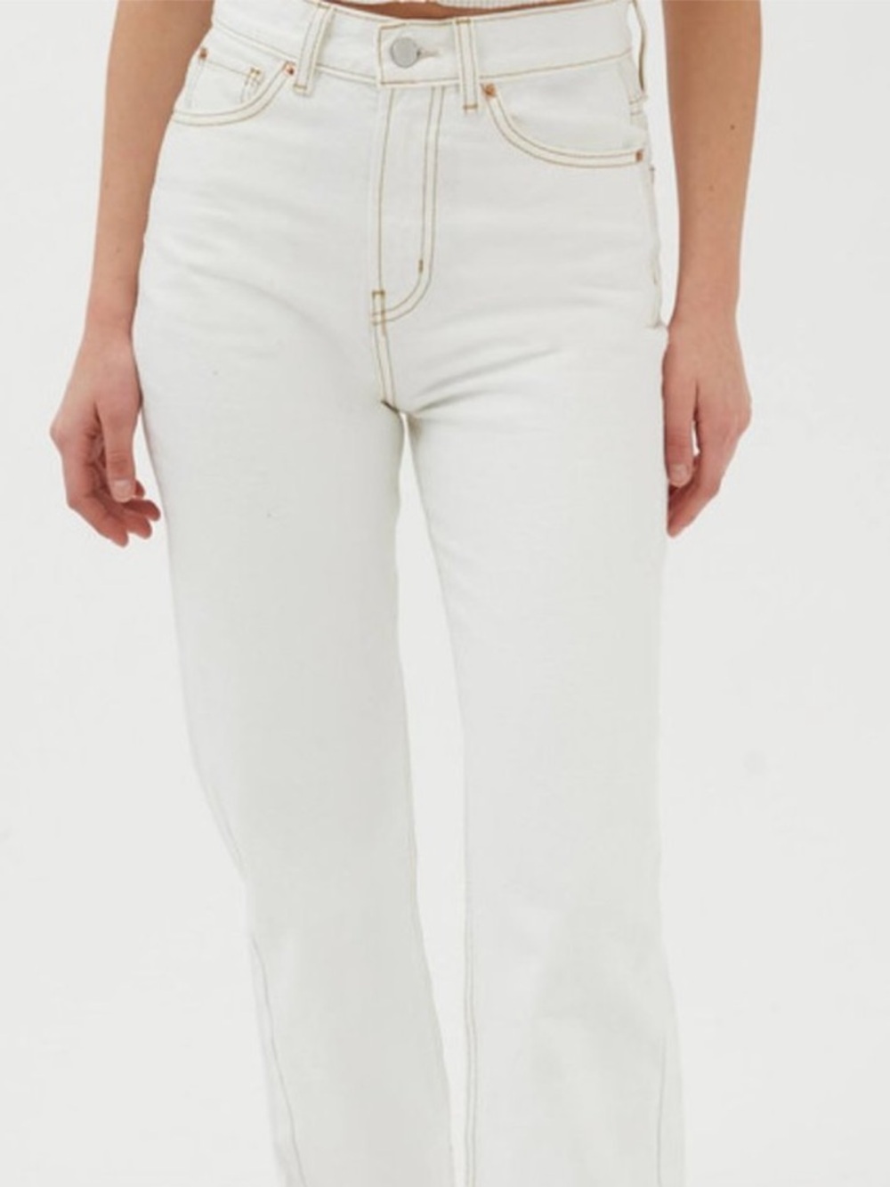 BDG Urban Outfitters Off White Jeans with Brown Stitching